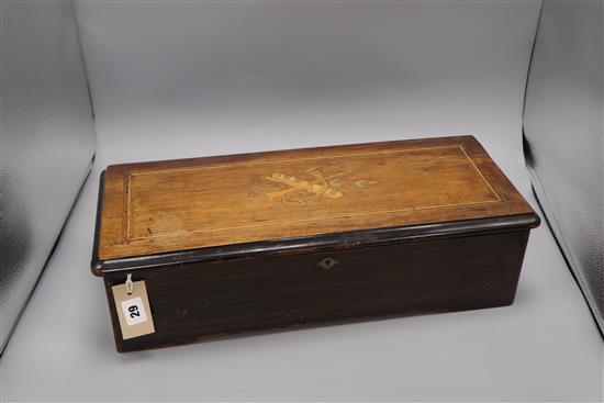A 19th century Swiss 12 Air musical box in rosewood case with chromolithographed tune sheet W.50cm
